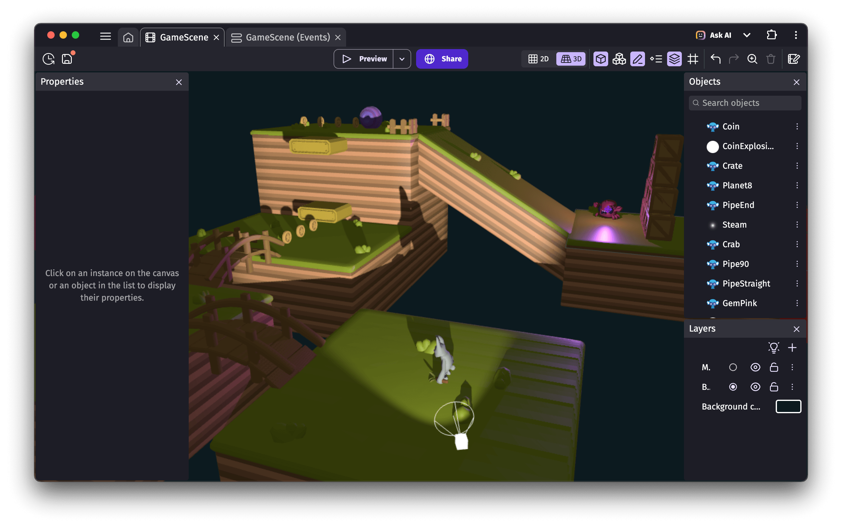 3D lights in the GDevelop editor